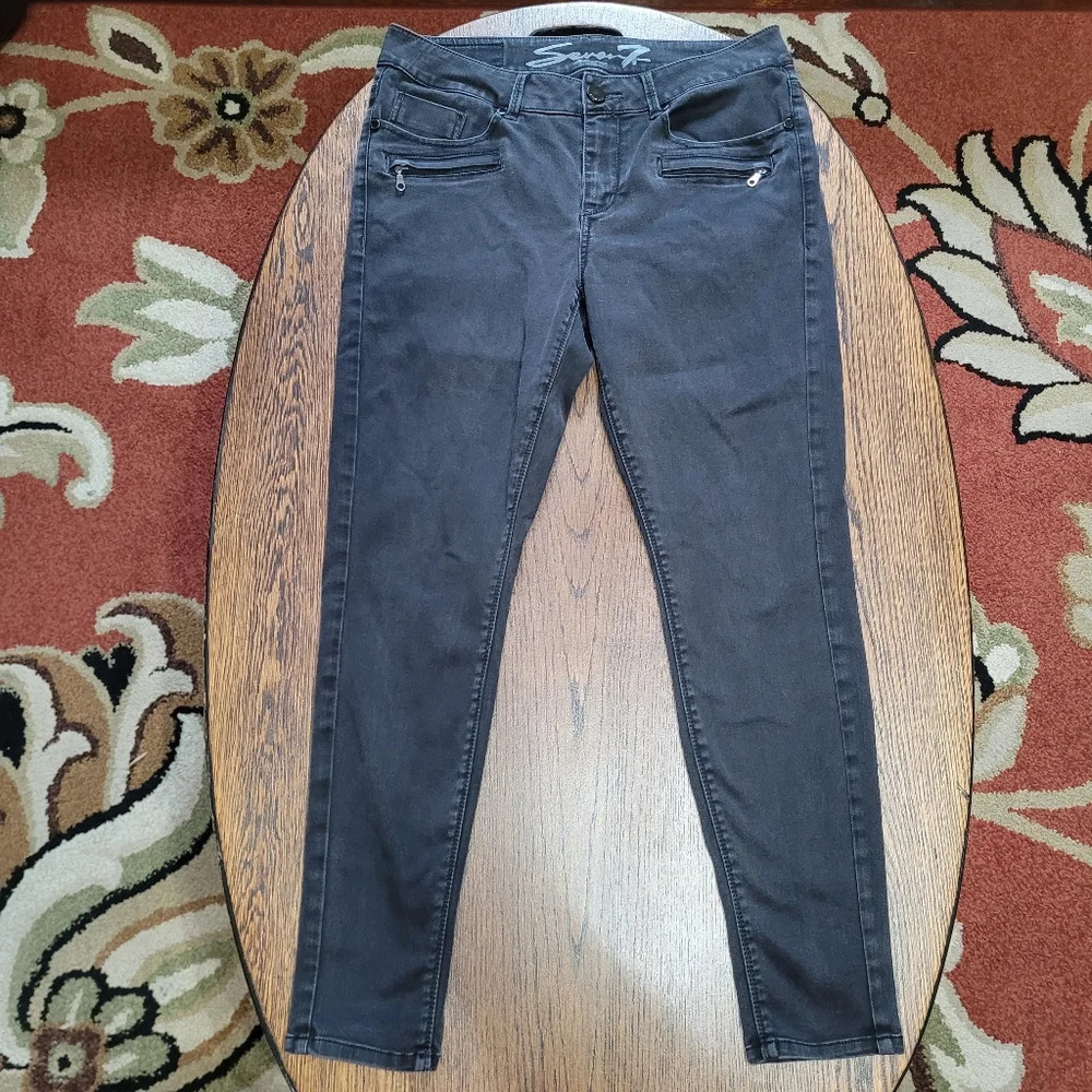 Seven7 Faded Black Distressed Legging Jeans Size Women's 12